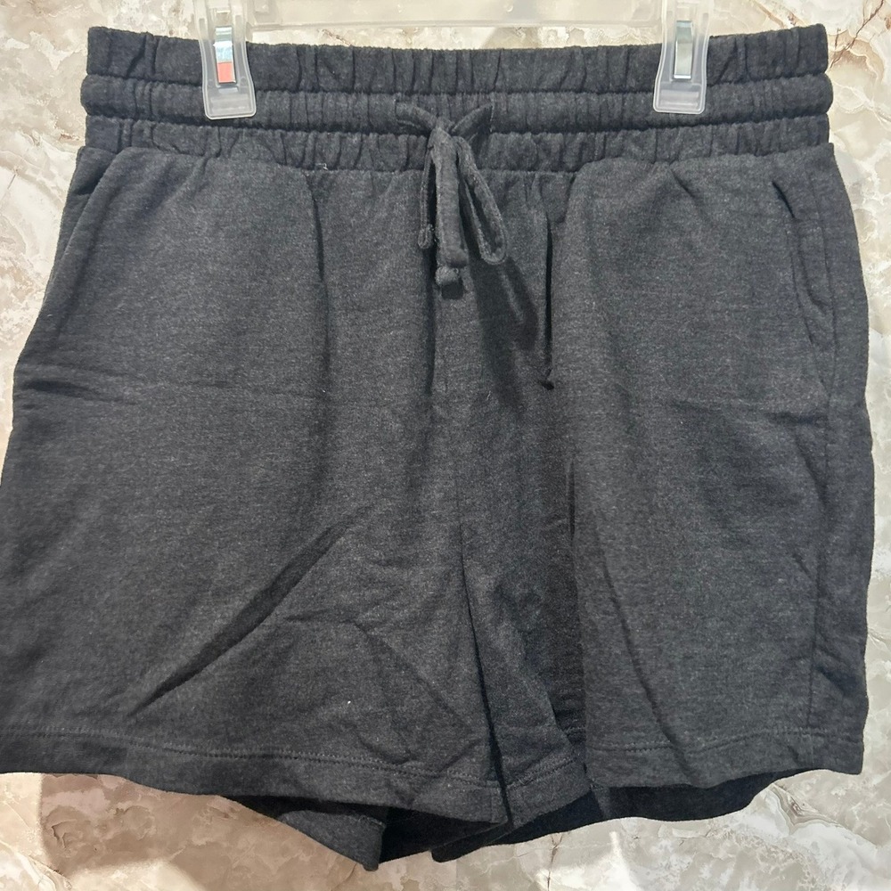 Zenana Lounge Shorts Comfy Knit Drawstring Waist Casual Gray Medium